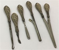 5 Piece Utensil Set With Sterling Silver Handles
