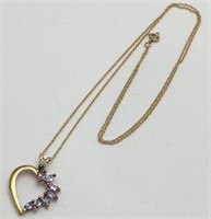 10k Gold, Diamond & Tanzanite Pendant Necklace