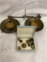 Jewelers balance scale with scale weights