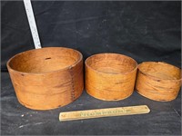 Antique bent oak measuring bowls