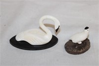 2pc Carved Swan by Keith Kaningok and