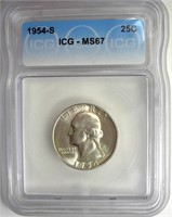 1954-S Quarter ICG MS67 LISTS $275