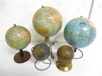 Lot of 5 Globes Different Sizes