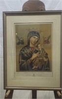 Framed and matted religious artwork. "Our Lady of
