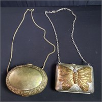 Pair of vintage metal handbags