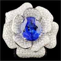 18K Gold 9.35ct Tanzanite & 5.52ctw Diamond Ring