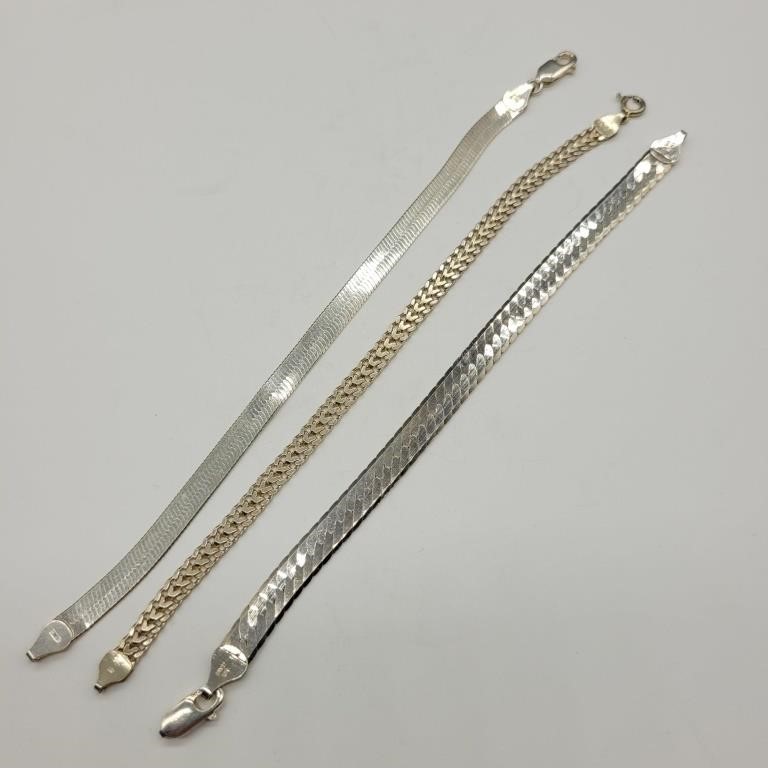 3- ITALIAN & PURU STERLING SILVER BRACELETS