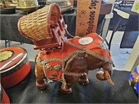 Vintage Indian Handcarved Wood Elephant