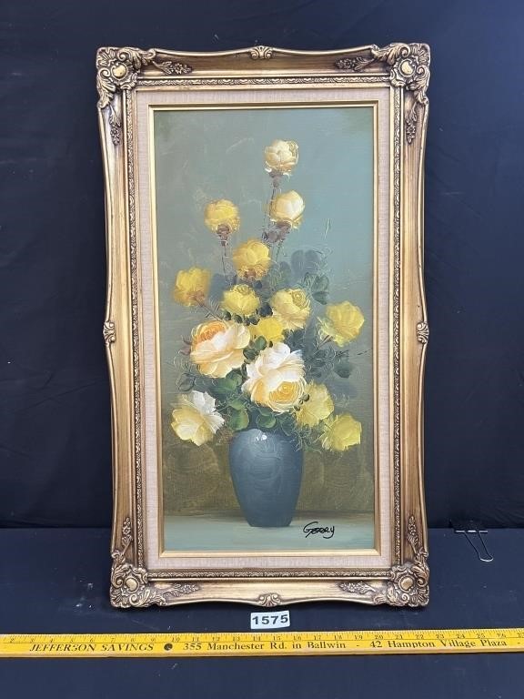 Vintage Framed Flower Painting