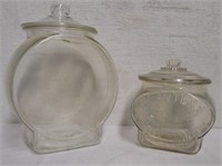 2 Planters glass counter display jars