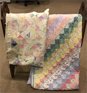 (2) Hand Stitched Multi-Colored Quilts