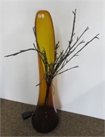 Amber vase. Measures: 37"H.