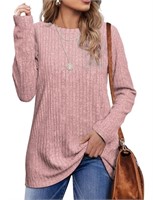 R3825  Fantaslook Long Sleeve Tunic Tops Crew Nec