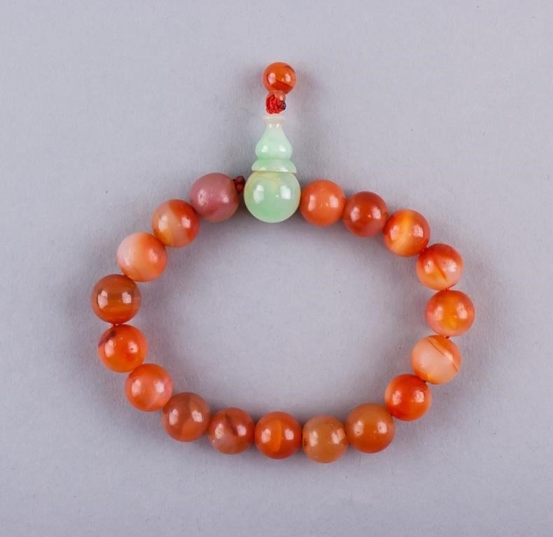 Chinese Red Agate Beads Bracelet