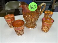 Carnival Marigold Pitcher & (4) Tumblers