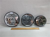 LOVE, HOPE, FAITH MIRRORED DECOR