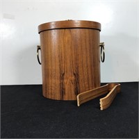 TEAK ICE BUCKET AND TONGS VINTAGE GIFTCRAFT