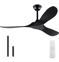 Black 52 Inch Wood Ceiling Fan no Light with