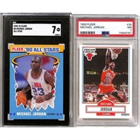 (2) Graded 1990 Fleer Michael Jordan Cards