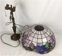 Old Stained Glass Lamp Base with Shade
