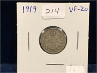 1919 Can Silver Ten Cent Piece  VF20