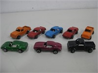 Nine Vtg Small Tootsie Toy Car & Trucks
