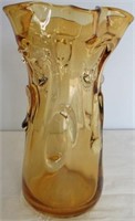 Yellow Art Glass Vase. Measures 10"H.