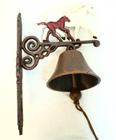 Cast iron white horse w/ colt bell