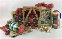 Shiny Brite red glass Christmas ornaments in