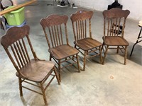 4- oak press backed chairs