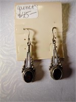 Sterling Silver natural garnet dangle earrings