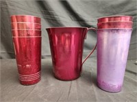 8pcs of Vintage metal cups and pitcher
