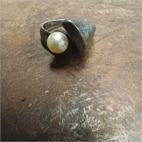 Sterling Silver Marked Pearl Ring