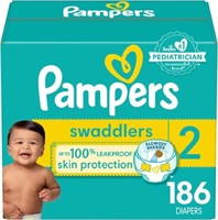 Pampers Diapers Size 2, 186 Count - Swaddlers Dis)