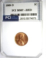 1969-D Cent MS67+ RD LISTS $8000