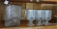 Vintage Indiana Glass heavy frosty glass pitcher
