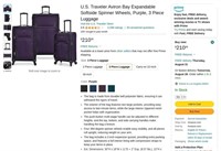 N1859 3pc Expandable Softside Luggage Purple