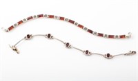 (2) STERLING BRACELETS WITH RED STONES