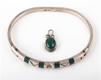 (2) PCS. STERLING MALACHITE JEWELRY