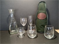 Carafe, Drinking Glasses and Wine Bag