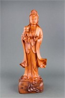 Chinese Fine Wood Carved Guanyin Statue