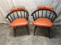 Set of 2 Wooden Arm Chairs