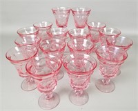 Stunning 16 Piece Pink Glass Goblet Set