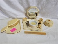 FRENCH IVORY VANITY PIECES, TRAVEL SHAVE KIT
