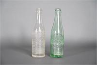 Vintage Green/Clear Glass Dr Pepper Bottles