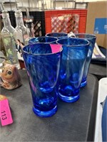 LOT OF 5 COBALT DRINKING GLASSES