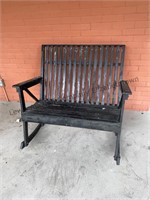 Wooden love seat rocking approximate 36 inches
