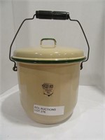 GREEN AND CREAM PORCELAIN DIAPER PAIL