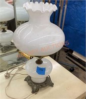 Vintage milk glass hurricane lamp