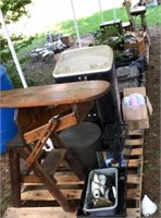 ironing board step stool, cooler, luggage,